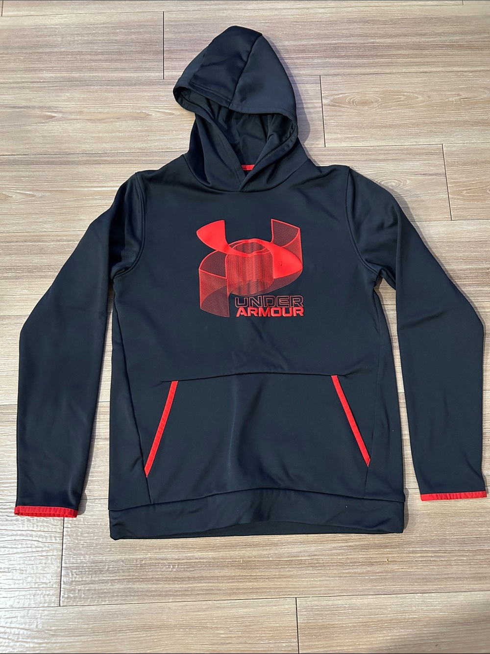 Under Armour Black Hoodie with Red Logo and Trim